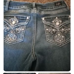 Earl Jeans 10p Bling Embroidered Flap Pockets Straight Leg Rhinestone Western 10